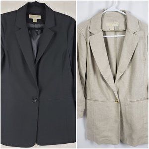 2 Michael Kors Black and Linen Boyfriend Blazer 10